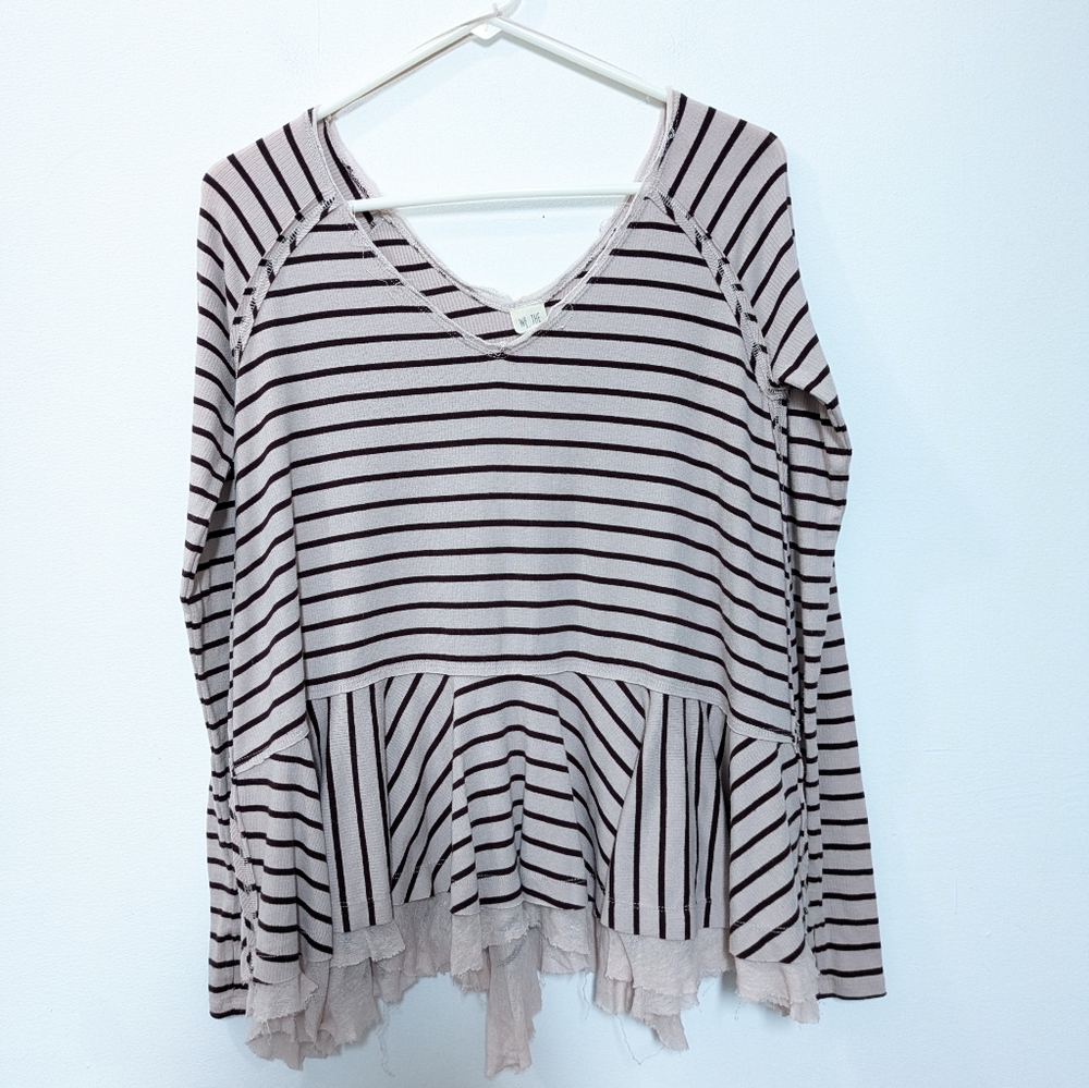Free People We the Free Tangerine Stripe Tee Sand, Women's Xtra Small
